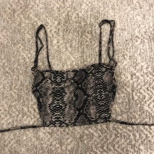 Snakeskin Strappy Open Back Tank Top
